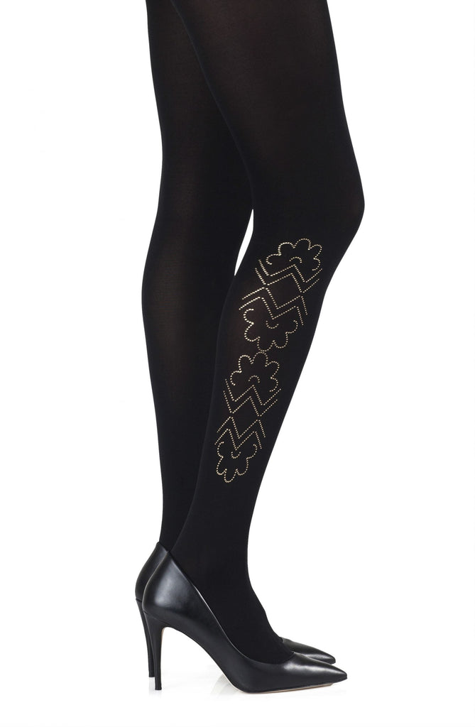 Zohara "Caught In The Metal" Black Print Tights - My Lingerie Obsession 