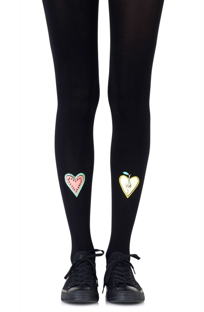 Zohara "Fruit Cocktail" Black Print Tights - My Lingerie Obsession 