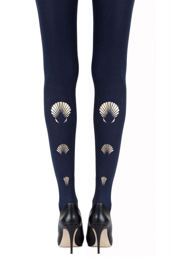 Zohara "What The Shell" Gold Print Tights - My Lingerie Obsession 