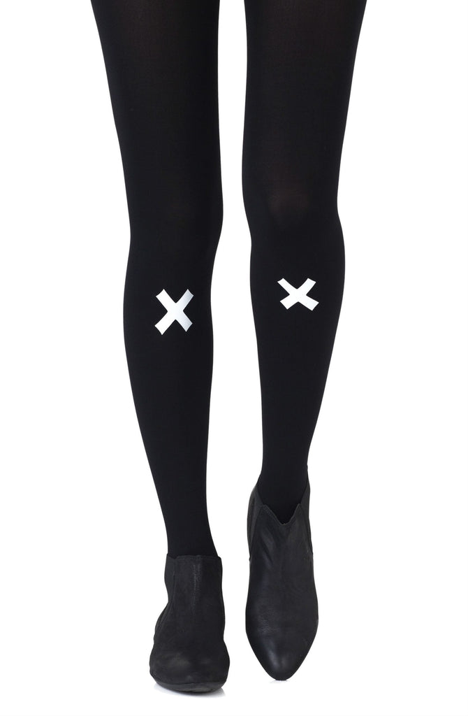 Zohara "Kiss And Tell" Light Grey Print Tights - My Lingerie Obsession 