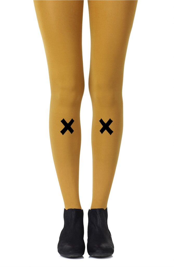 Zohara "If You Like Piña Coladas" Mustard Print Tights - My Lingerie Obsession 