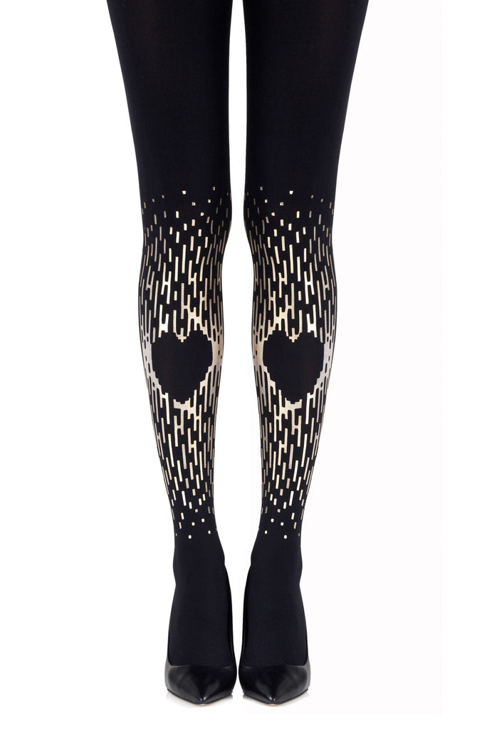 Zohara "Spread The Love" Gold Print Tights - My Lingerie Obsession 