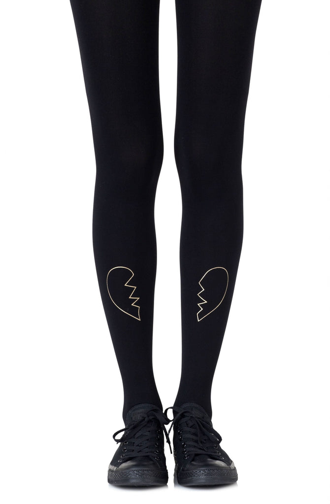 Zohara "Heartbreaker" Gold Print Tights - My Lingerie Obsession 