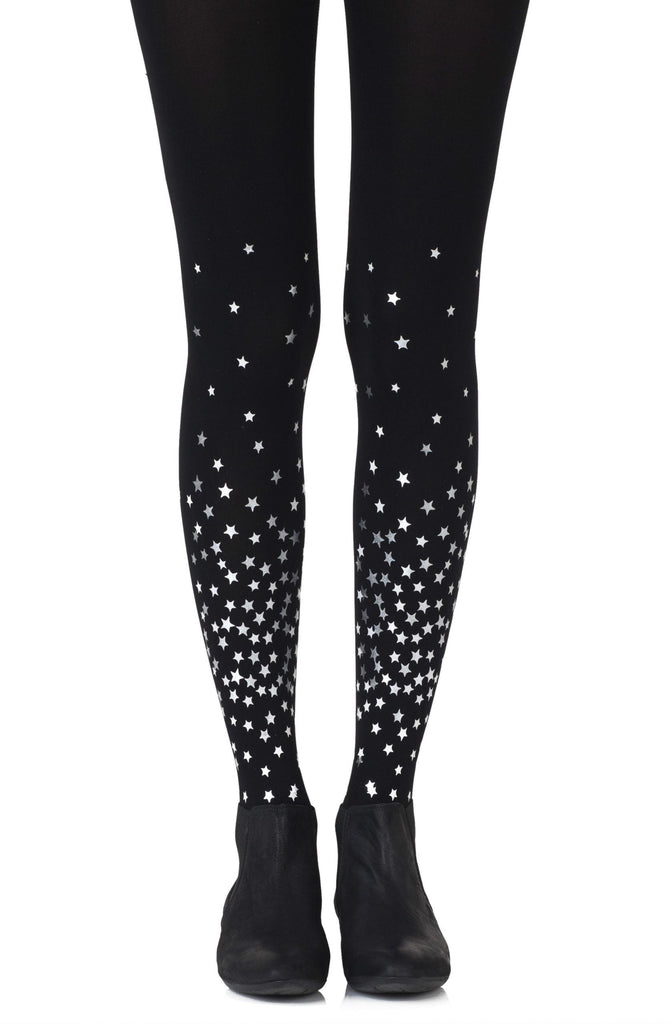 Zohara "Rise And Shine" Silver Print Tights - My Lingerie Obsession 