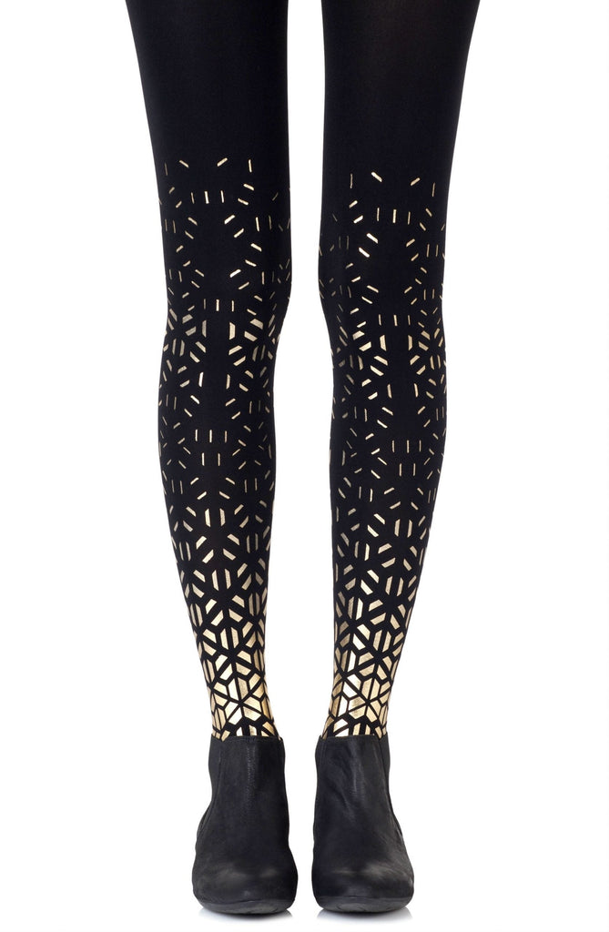 Zohara "Shape Up" Gold Print Tights - My Lingerie Obsession 