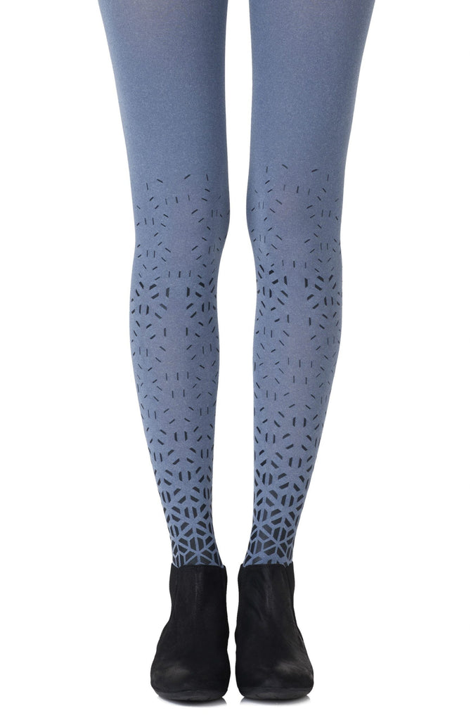 Zohara "Shape Up" Heather Blue Print Tights - My Lingerie Obsession 