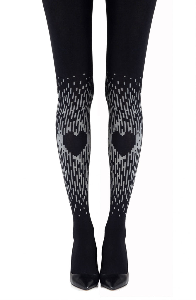 Zohara "Spread The Love" Grey Print Tights - My Lingerie Obsession 