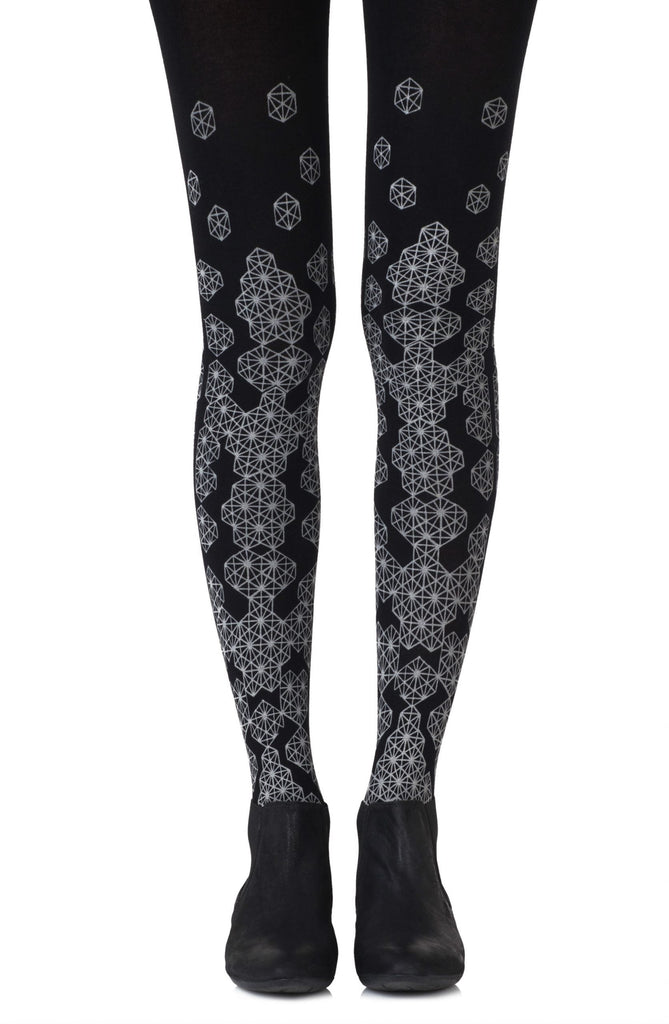 Zohara "Queen Bee" Grey Print Tights - My Lingerie Obsession 