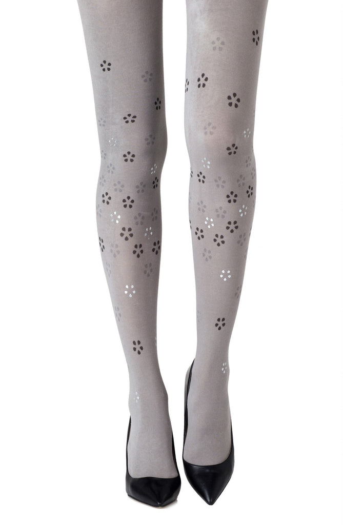 Zohara "Cherry Blossom Girl" Grey Tights - My Lingerie Obsession 