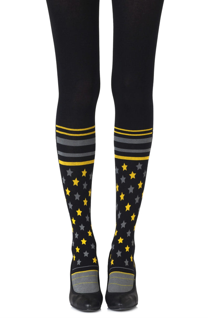 Zohara "Sock It To Me" Black Print Tights - My Lingerie Obsession 