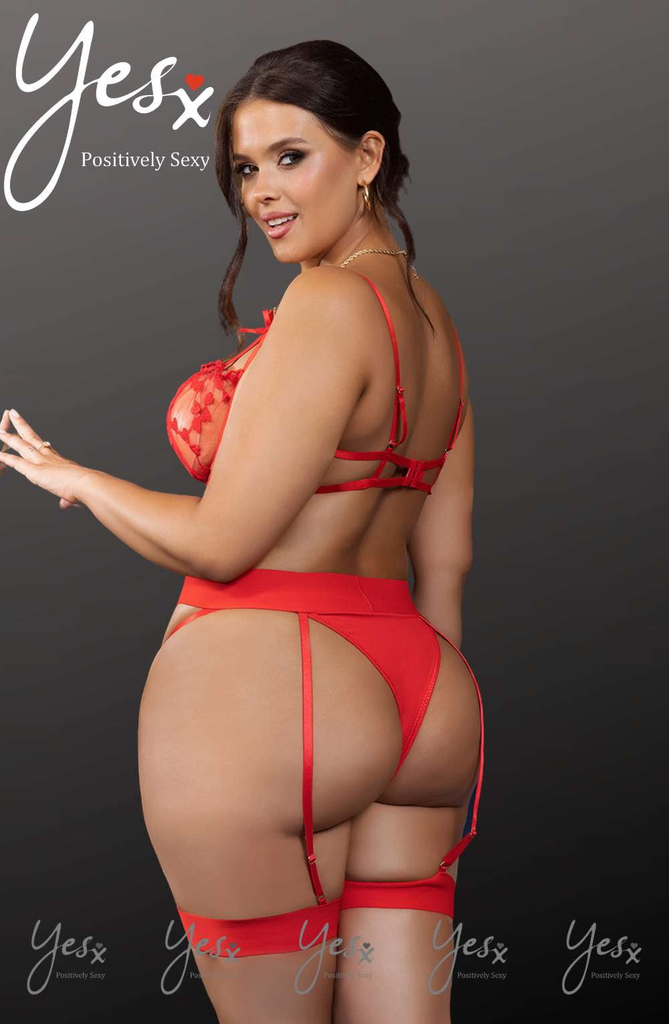 YesX YX845Q Plus Size Bra Set Red - My Lingerie Obsession 